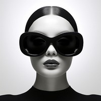 Oval shape black sunglasses portrait adult photo.