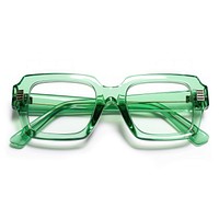 Rectangle transparent green glasses white background accessories sunglasses.