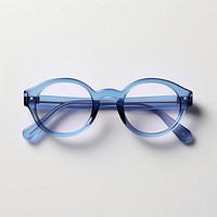Small slim oval blue frame of glasses white background accessories sunglasses.