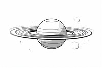 Saturn outline sketch space monochrome astronomy.
