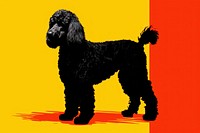 Silkscreen of a poodle mammal animal black.