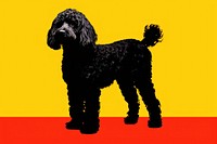 Silkscreen of a poodle mammal animal black.