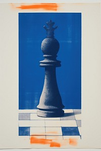 Chess piece art craft blue.
