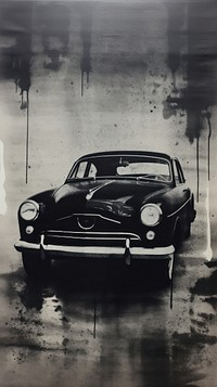 Vintage car vehicle black wall.