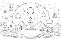 Space outline sketch outdoors drawing doodle.