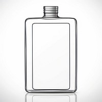 Squre flat flask glass bottle sketch line white background.