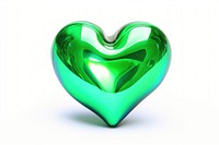 Green heart gemstone jewelry white background.