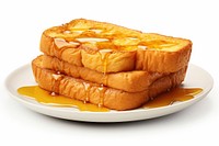 French toast plate food white background.