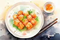 Background japanese food chopsticks plate vegetable.