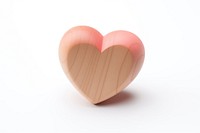 Cute light red heart wood white background symbol.