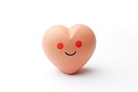 Cute light red heart toy white background anthropomorphic.