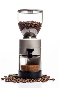Modern coffee grinder cup white background coffeemaker.