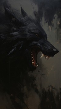 Acrylic paint of wolf face animal mammal aggression.