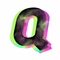 Gradient blurry letter Q green font text.