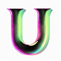 Gradient blurry letter U shape green font.