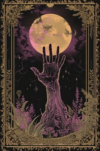 Cover book of one hand art poster purple.