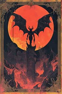 Cover book of satan poster art representation.