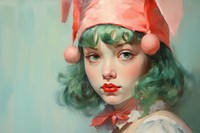 Christmas elf painting portrait art.