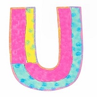 Letter U vibrant colors text number white background.