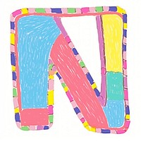 Letter N vibrant colors text alphabet number.