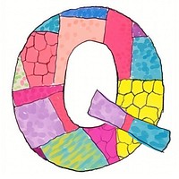 Letter Q vibrant colors number text art.