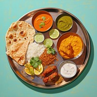 Indian food plate meal dish.