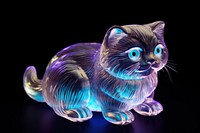 Neon chubby cat animal mammal purple.