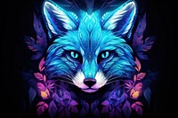 Neon closeup fox animal mammal purple.