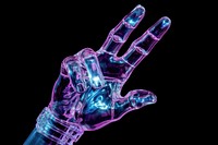 Neon hand point hand technology futuristic tomography.