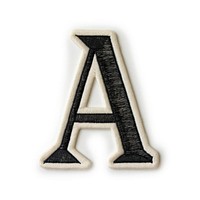 Patch letter A text white background alphabet.