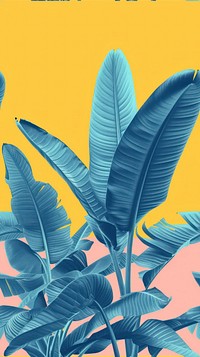 Realistic vintage drawing of banana leaves backgrounds outdoors tropics.