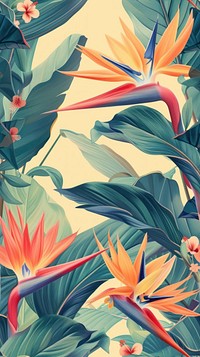 Realistic vintage drawing of bird of paradise flower backgrounds outdoors.