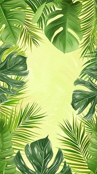 Realistic vintage drawing of palm leaves green backgrounds vegetation.