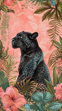 Realistic vintage drawing of panther wildlife animal mammal.