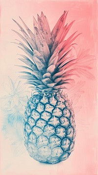 Realistic vintage drawing of pineapple sketch fruit plant.