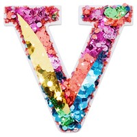 Glitter letter V alphabet shape petal.