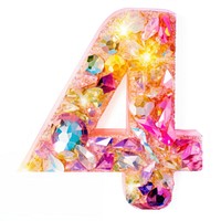 Glitter number letter 4 alphabet white background celebration.