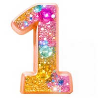 Glitter number letter 1 white background celebration glowing.