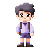 Pixel of a young student wearing uniform white background architecture technology.