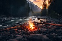 Campfire nature mountain outdoors.