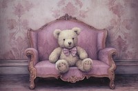 Purple teddy bear furniture drawing chair.