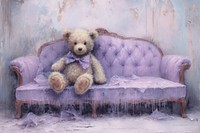 Purple teddy bear furniture painting drawing.