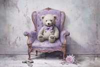 Purple teddy bear furniture painting armchair.