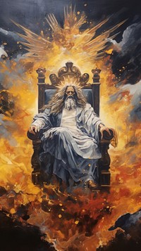 God sits on the throne painting angel art.