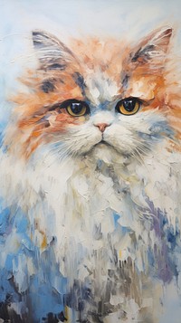 Persian cat painting mammal animal.