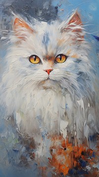Persian cat painting animal mammal.