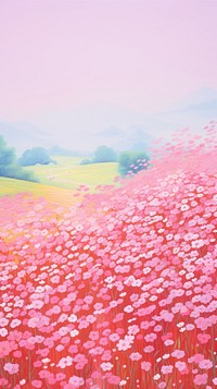 Pink flowers meadow backgrounds landscape grassland.
