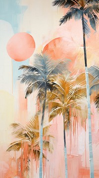 Coconut trees painting outdoors nature.