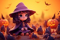 Witch cartoon halloween fantasy.