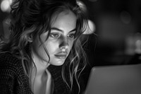 A business woman laptop computer portrait.